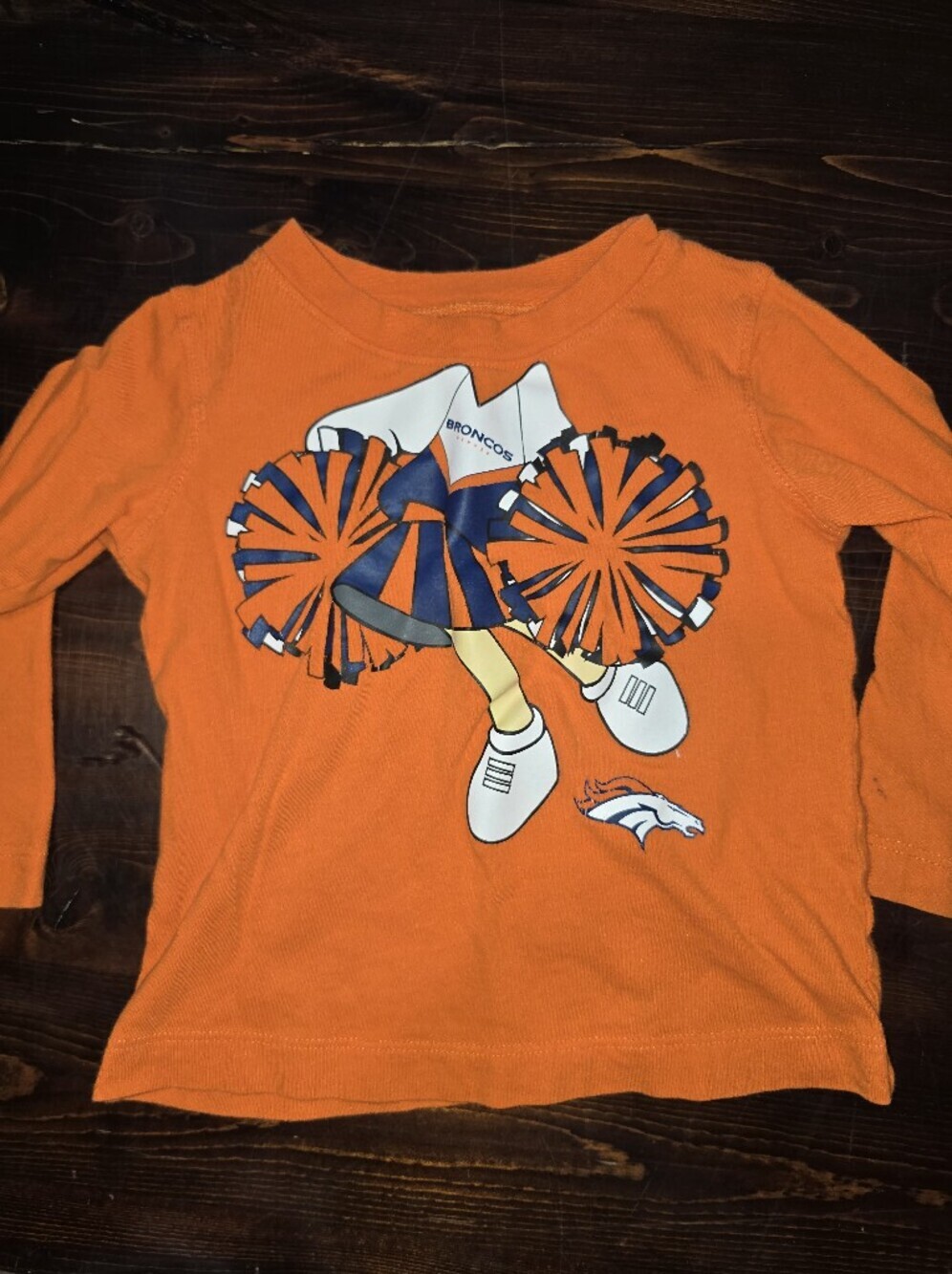 NFL Denver Broncos Orange Cheerleader Long Sleeve T-Shirt | Toddler Girl Size 2T